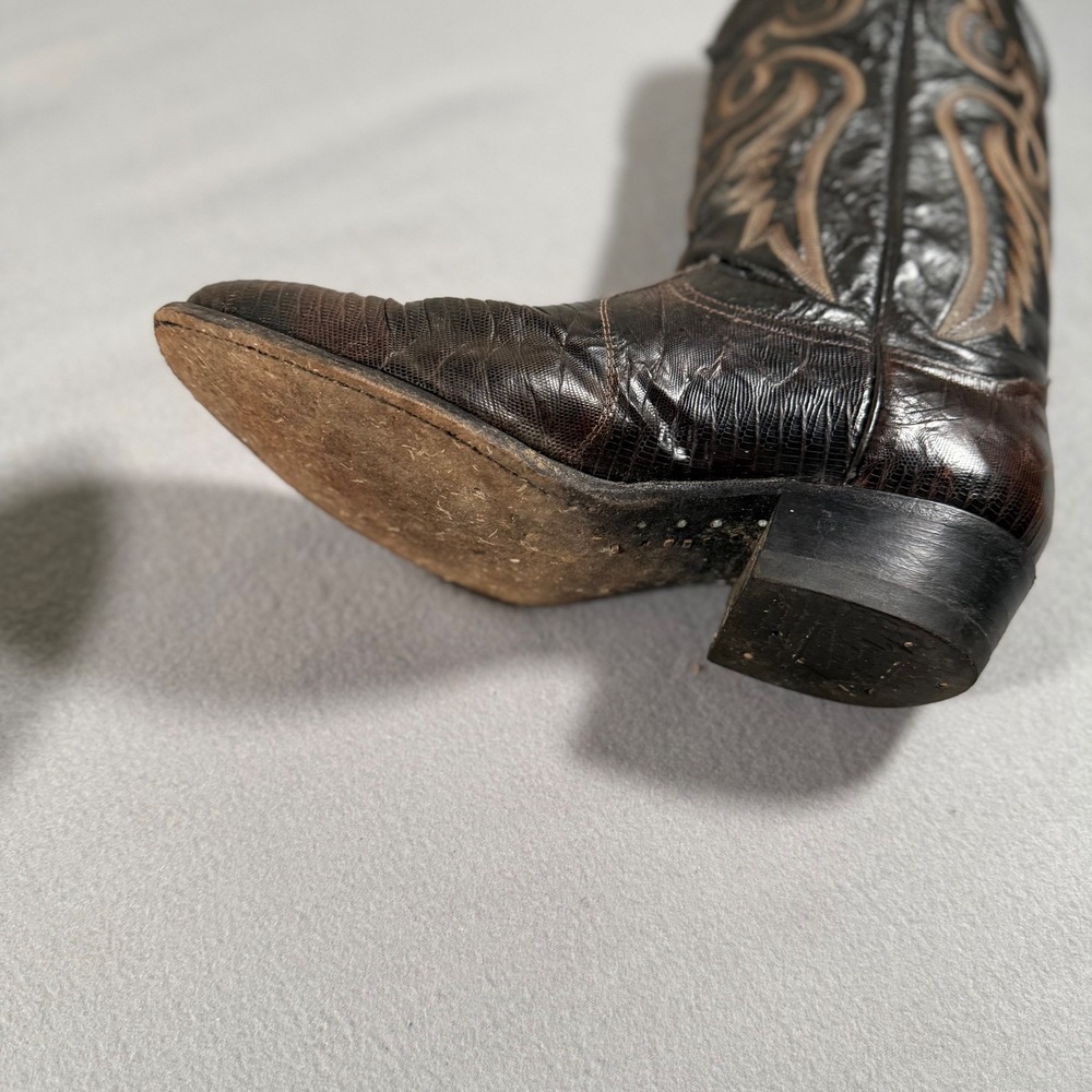 Tony Lama Mens Brown Lizard Skin Western Cowboy Boots 8536 Size 9D - Picture 6 of 7